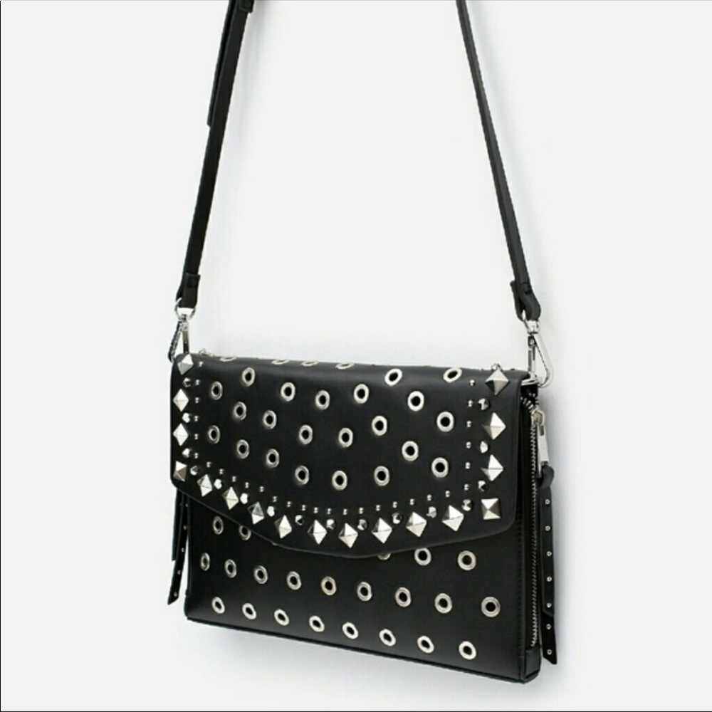 Zara studded purse. May wear as a clutch and strap - Picture 1 of 6